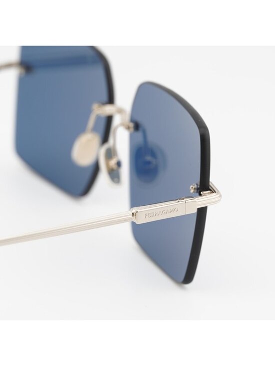 Salvatore Ferragamo SF311S 743 Sunglasses Gold Square Frame, Blue Lenses main image 5
